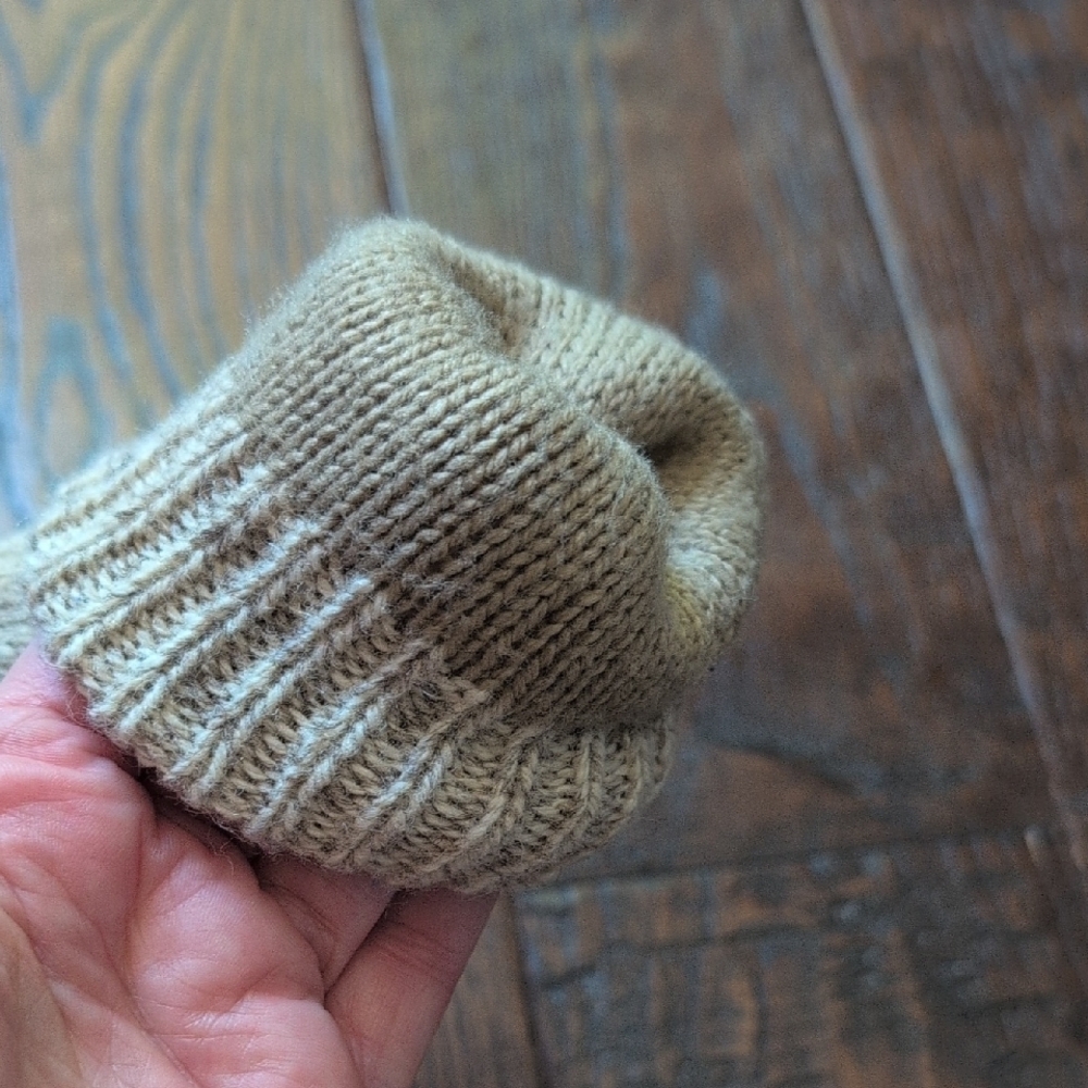 Vintage Wool Tan Heather Oatmeal Winter Mittens - Picture 9 of 11